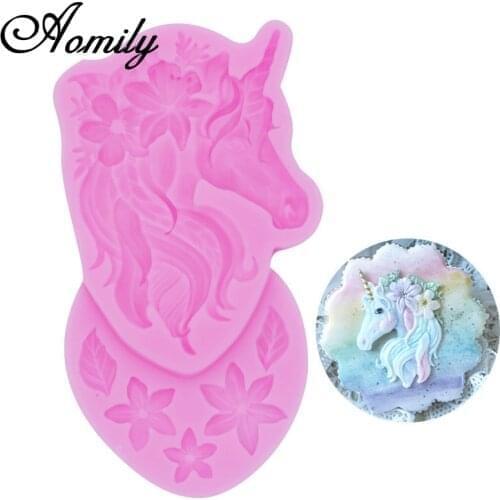 Aomily 3D Birthday Unicorn Animalsl Silicone Mold Fondant Mould Cake Sugarcraft Decorating Chocolate Gumpaste Tools New Style