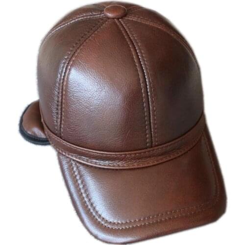 2019 genuine leather men baseball cap hat high quality mens real leather adult solid adjustable hats caps