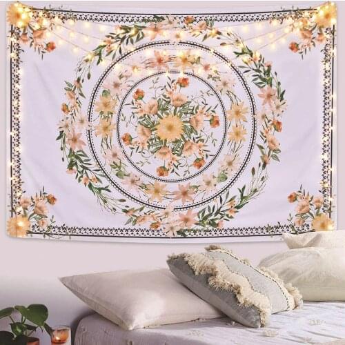 Mandala Flower Pattern Tapestry Wall Hanging Valance Bohemian Decor Bed Room Curtain Chic Beautiful Home Psychedelic Decorative