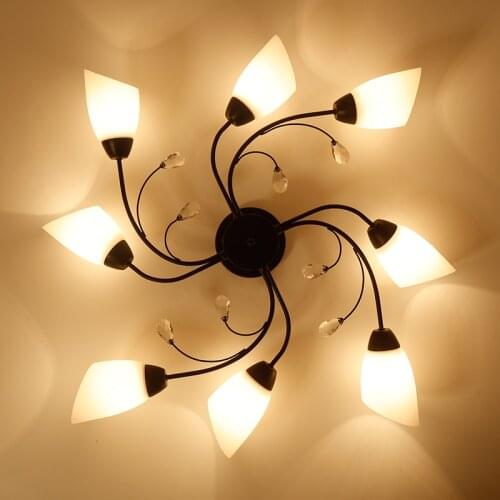 Fancy ceiling light living room decor led lights for room bedroom decoration black flower crystal plafonnier led ceiling lights