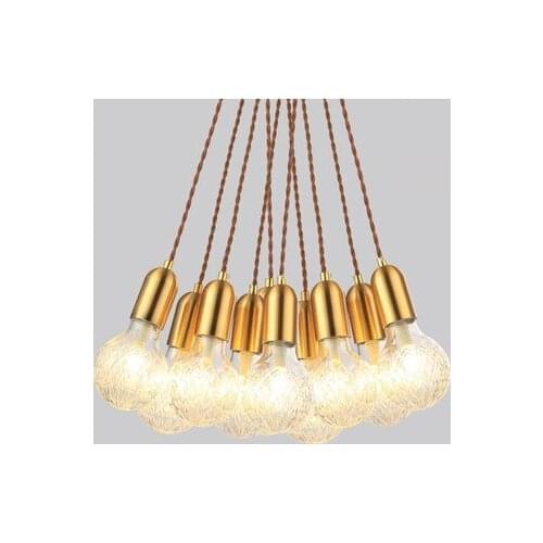 Designer post modern glass ball globe LED pendant light lamp dimmable gold iron rod pipe simple line pendant lamp light LED