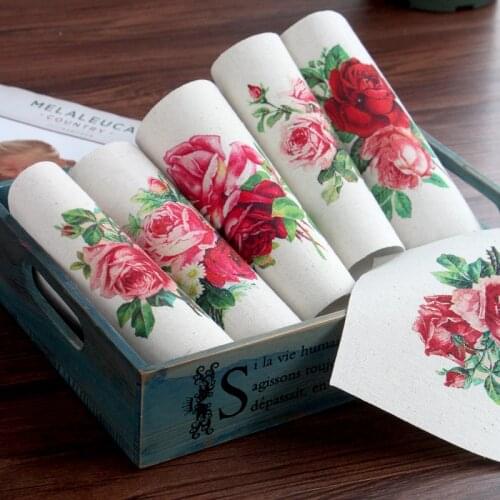 Retro rose Print Cotton Hand Dyed Fabric For DIY Sewin Bag/mat/purse Patchwork Quilting 20*20cm-8pcs Positioning Cloth