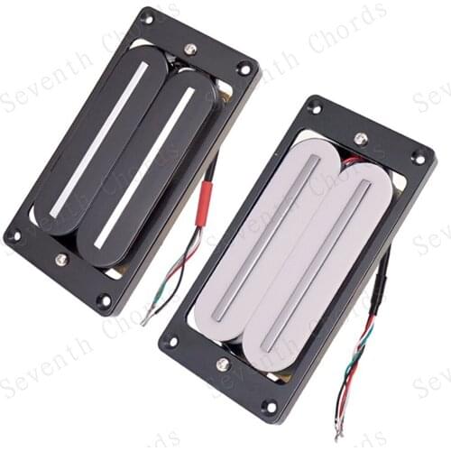 A Set 2 Pcs Neck and Bridge Hot Rail Dual Blade Electric Guitar Humbucker Pickups With Pickup Ring