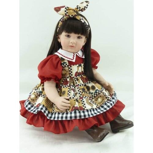 Baby Girls 22 Inch Doll with Princess Dress Newborn Realistic Reborn Baby Dolls Lifelike Dolls Pretend Play Toys Kids Gifts
