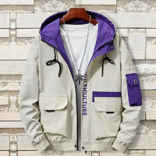 Jacket Men Hooded Fashion Mens Hip Hop Outerwear Casual Windbreaker Coat F7