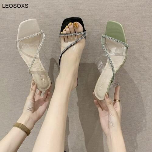 Summer Womens Shoes 2021 New Trend Slippers Summer Fashion High Heels Transparent Stiletto Sandals