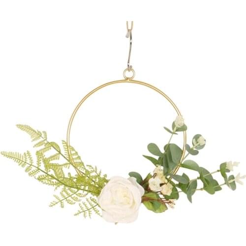 Best Floral Hoop Wreath Minimalist Fashion Nordic Style Artificial Wreath Hanging Wedding Wall Window Decoration