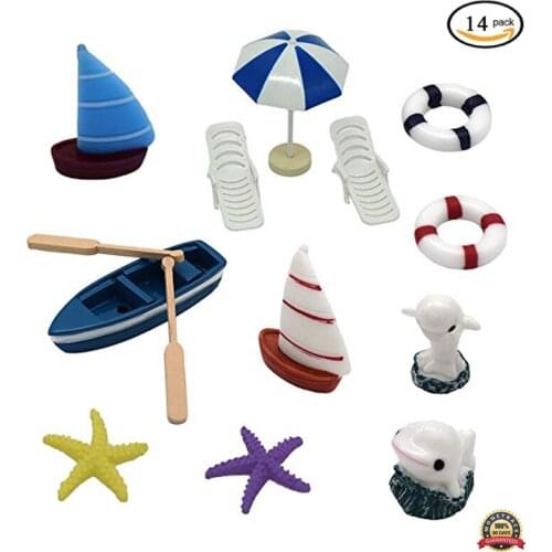 Miniature Ornaments Kit Set for DIY Fairy Garden Bonsai Dollhouse Ocean Beach Micro Landscape Decoration Christmas Gift for Kids