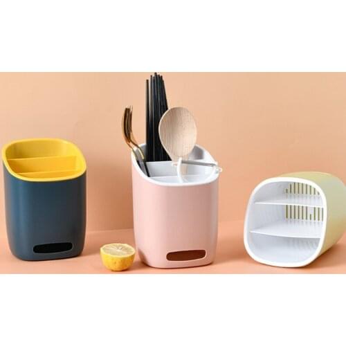 Multifunctional Spoon Fork Chopstick Storage Holder Box Tableware Shelf Three Layers Cutlery Drain Rack Organizer Case for E8BD