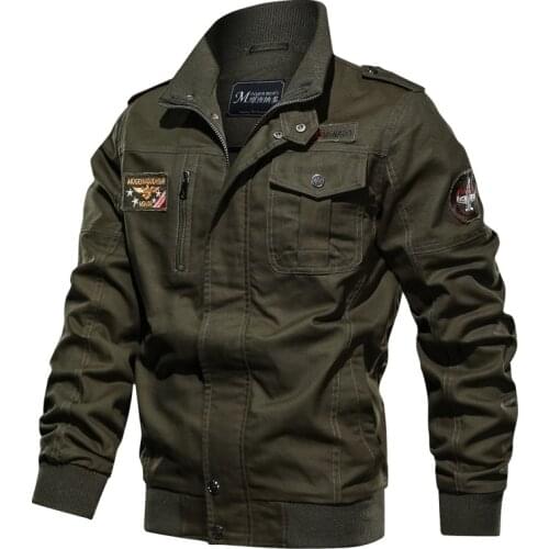 Mens Cotton Plus Size Military Work Jacket Outdoor Combat Jacket Bomber Jacket Mens Casual Spring and Autumn coat