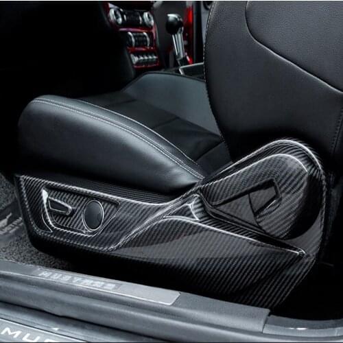 Carbon fiber car seat adjustment button panel decorative shell sticker cover For 15-20 Ford Mustang Interior accessories