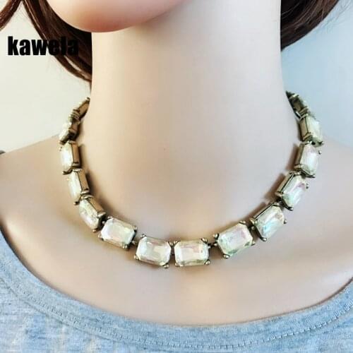 New Sweet Glass Stone Crystal AB Choker Necklace