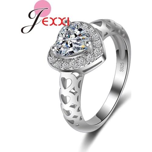 New Arrival Heart Rings 925 Sterling Silver Luxury CZ Crystal Heart Inlay Zircon Fashion Jewelry For Lady Accessories