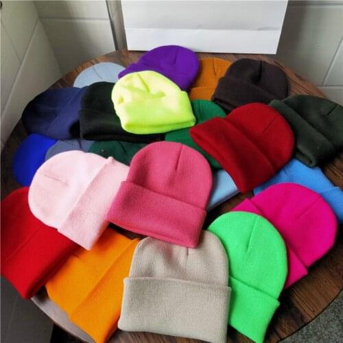 Hip-hop Solid Color Knitted Hat Male Harajuku Style Wild Thin Student Woolen Hats Ladies Autumn and Winter Tide Cold Cap
