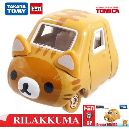 Original Tomy Mini Kawaii SP Rilakkuma Simulation Cat Diecast Car Model Toys Collection Vehicle For Children Boys 856535