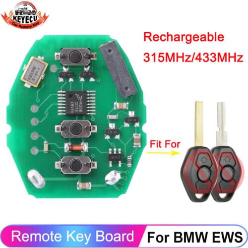 KEYECU Rechargeable Remote Circuit Board 433.92MHz for BMW EWS 3 5 X series 3 Button