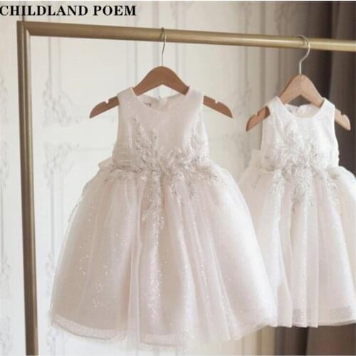 Girls Dress For Party And Wedding Lace Flower Embroidery Kids Dress Princess 1st Birthday Dress Baby Baptism Christening Gowns