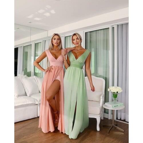 Pink woman bandage sleeveless one-shoulder sleeveless mid-calf sexy club celebrity party bodycon dress