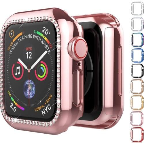 Bling Cover For Apple watch Case 44mm 40mm iWatch 42mm 38mm Accessories Diamond bumper Protector Apple watch series 5 4 3 se 6