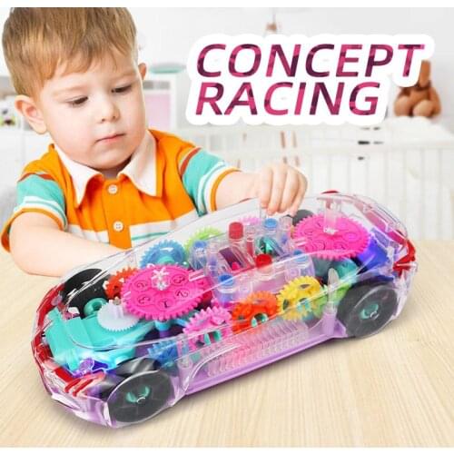 Led Flashing Electric Transparent Toy Car Glowing Music Toys For Kids Boys