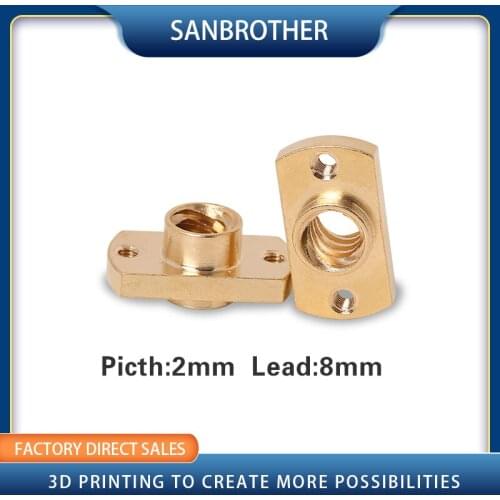 T8 lead screw nut Pitch 2mm Lead 8mm Brass T8 x 8mm Flange Lead Screw Nut for CNC Parts Ender 3 CR-10 3D Printer Accessories