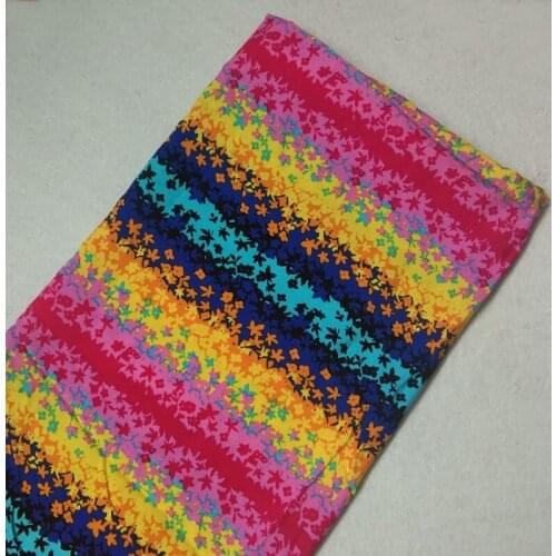 1Meter Sweet Rainbow Flower Stripe Rayon Fabric Viscose Soft Smooth Fabric For Shirt Baby Cloth Dress pajamas Home Decor