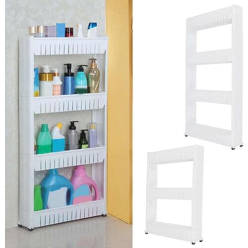 Slim Storage Cart Narrow Space Organizer Slide Out Shelving Rack for Bathroom Kitchen