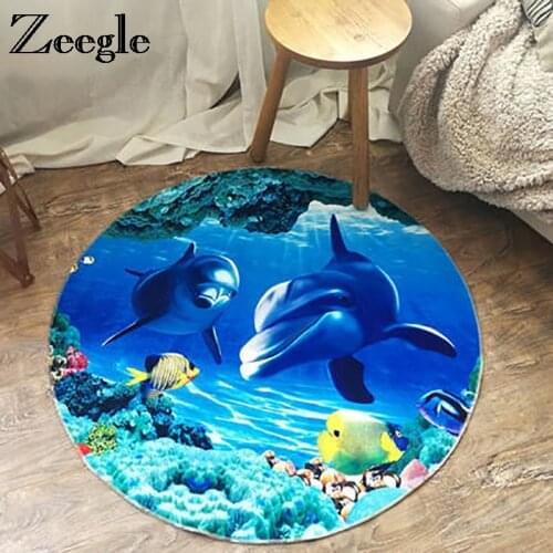 Zeegle Cartoon Carpets For Living Childrens Rug Non-slip Round Carpet Baby Crawling Mats Computer Chair Floor Rug Soft Kids Mat