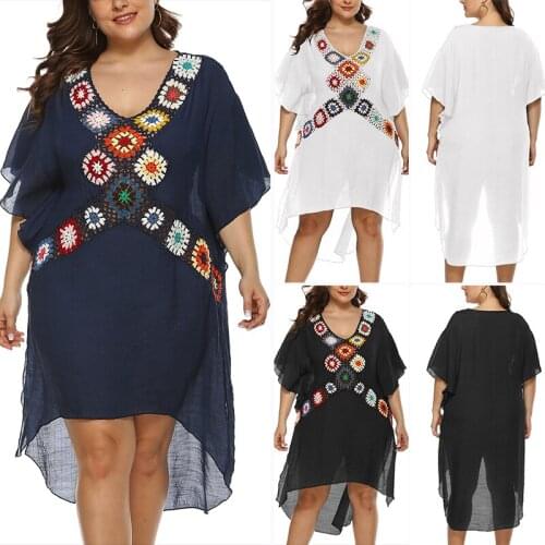 Women Swimsuit Beachwear Crochet Summer Beach Tunic Dress Cover-Ups