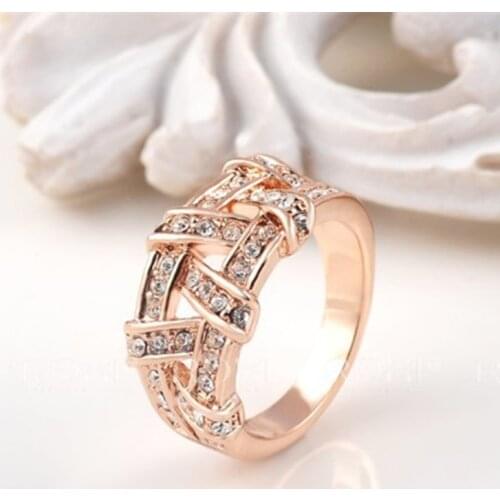 MANGOPIE 2015 Fashion High Quality Rose Gold Plate Austrian Crystal Element Women Rings Jewelry 12*23mm Anel Feminino
