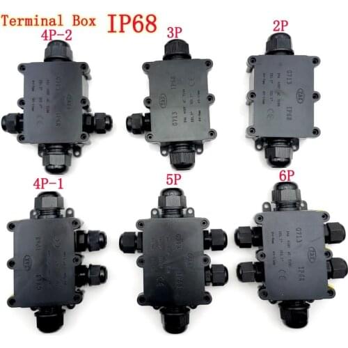 1pc Black Junction Box 2 3 4 5 Way Waterproof Electrical Junction Box For Outdoor Lighting Cable protection Connector Wire IP68