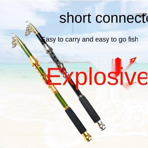 1PCS MINI Portable Rotary Fishing 2.1-3M Fishing Rod Tough Carbon Fiber M Power Telescopic Travel Sea Boat Rock Fishing Rod