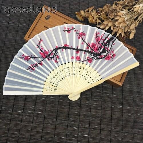 10pcs* Japanese Flower Floral Fabric Cherry Blossom Folding Hand Wedding Favor Fan