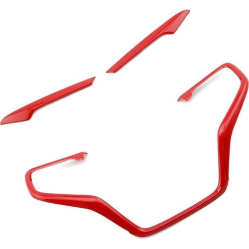3Pcs Red Style Car Steering Wheel Frame Cover Trim Stickers Fit for Honda Civic 10Th 2016 2017 2018