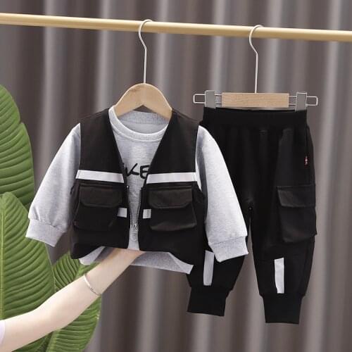 3PCS Kid Boy Girl Clothing New Casual Tracksuit Long Sleeve Letter Zipper jacket Sets Infant Clothes Baby Pants 1 2 3 4 5Years