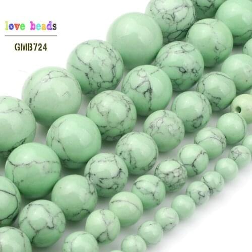 4/6/8/10/12mm Second Generation Light Green Howlite Beads for Jewelry Bracelet Making Round Loose Beads Strand 15