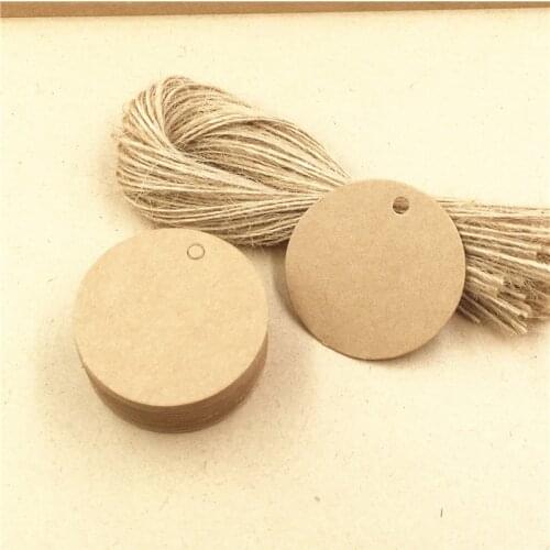 50Pcs/Lot Blank Brown and White Round Kraft Paper Tags For Wedding Favors Candy Boxes Decoration Tags Card With Hemp Strings