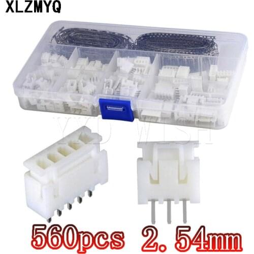 560pcs/set XH2.54 2p 3p 4p 5 pin 2.54mm Pitch Terminal Kit / Housing / Pin Header JST Connector Wire Connectors Adaptor DIY Kit
