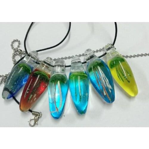 FREE SHIPPING 6PCS Green Jellyfish New Hand Blown Green Charm Glass Tentacles Necklace Punk Hippie