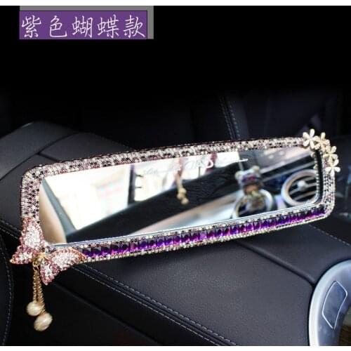 Car Rear Mirror Cover Diamond Frame Butterfly Tie Car Interior Decoration
