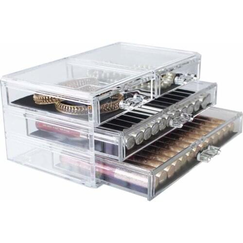 Home Desktop Clear Large Plastic Storage Box Lipstick Holder Acrylic Cosmetic Drawer Make Up Makeup Organizer For Girl