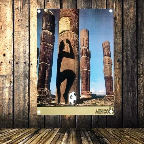 "1986 Mexico World Cup" Four holes Flag Banner Football Poster Boy dormitory bedroom wall decoration