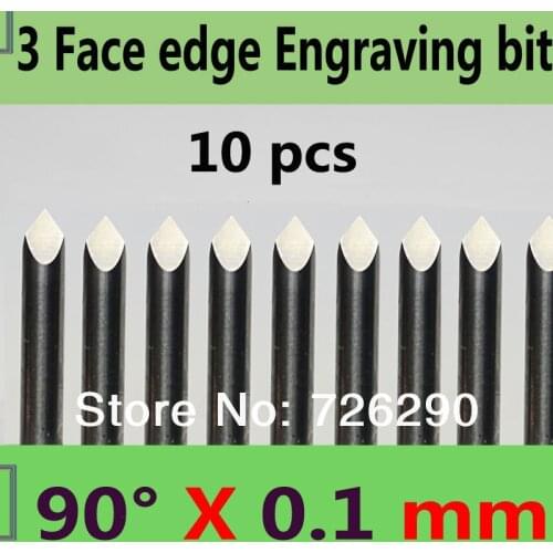 HUHAO 10pcs 3.175mm Dia 90 Angle 0.1mm Tip 3 Edge Carbide Woodworking Tools Engraving Bits for CNC Router Machine
