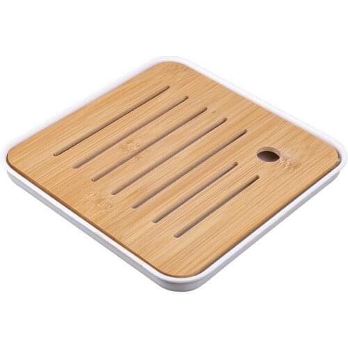 K3NA Square Simple Dry Soak Tea Tray Eco-Friendly Wooden Drainage Water Storage Kung Fu Tea Board Table High Quality Room