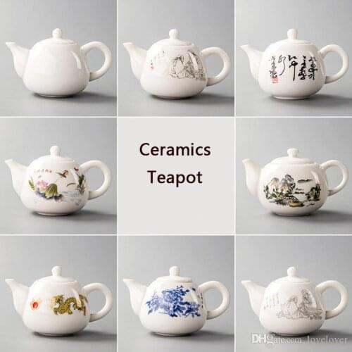 Ceramic Teapots Yixing Tea Pot White Porcelain Tea Sets Chinese Teapot Unique Kettle Kung Fu Teaset Infuser China Tea Cups D001