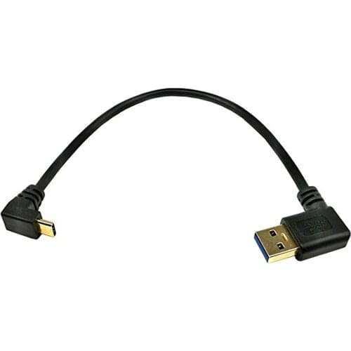 LBSC 9 Inches Gold Plated Turn Right USB Type A 3.0 Male to USB 3.1 Type C Right Angle Male Cable