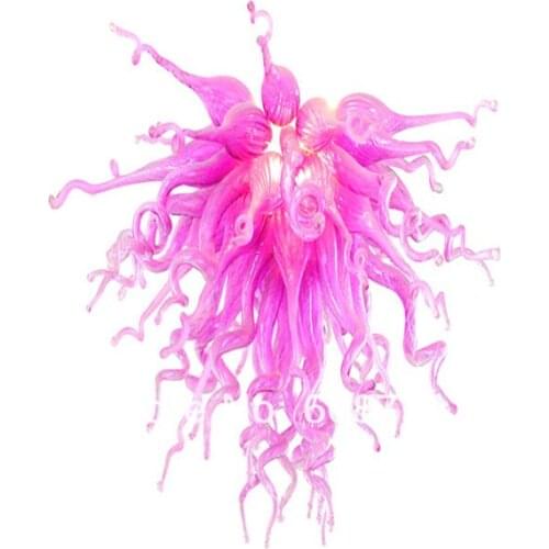 Mini Bedroom Cheap Blown Glass Artistic Chandeliers In Pink