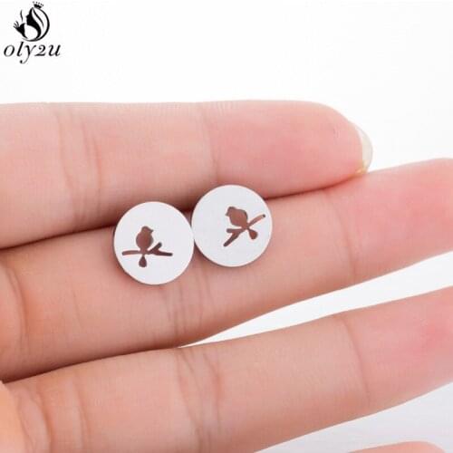 Stainless Steel Birds Stud Earrings for Women Girls Fashion Animal Butterfly Dove Small Earings Jewelry Pendientes Unique Gift