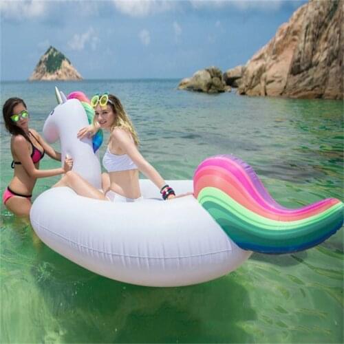 2021 NEW Giant Unicorn Floating Pool Swimming Ring Air Mattress Inflatable Swimming Circle Pool Float Row Tube Water Party Toys