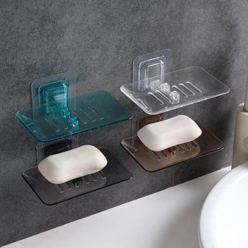 Organizer Wall Mounted Storage Rack Soap Box Kitchen Hanging Shelf Bathroom Wall Clear Crystal Soap Box Soap Draining Rack